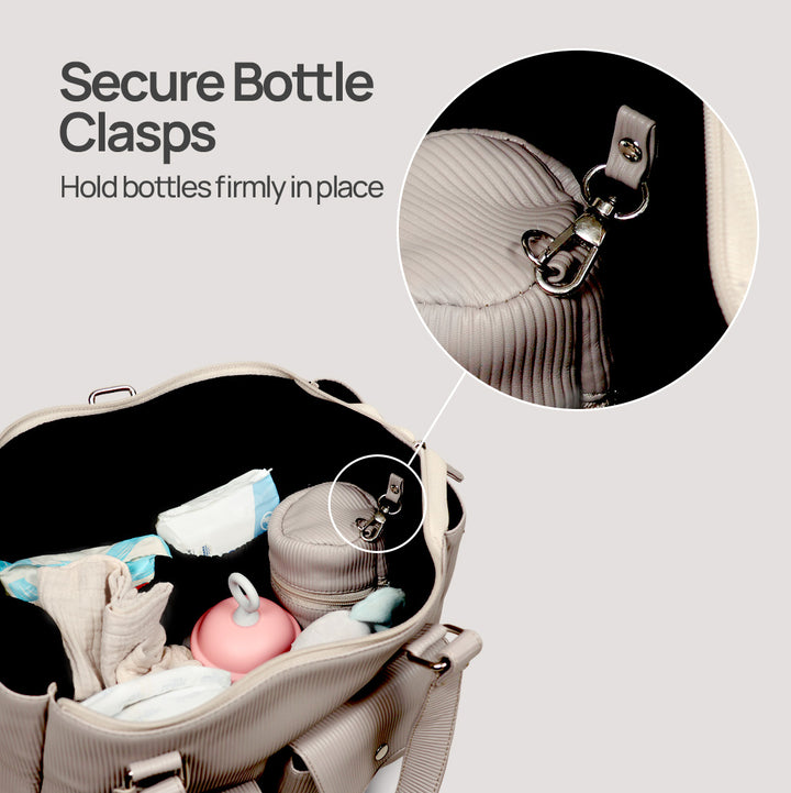 La Plume Modéa Diaper Bag - 4-in-1 Convertible Vegan Leather Baby Bag with Changing Mat &amp; Insulated Bottle Holders