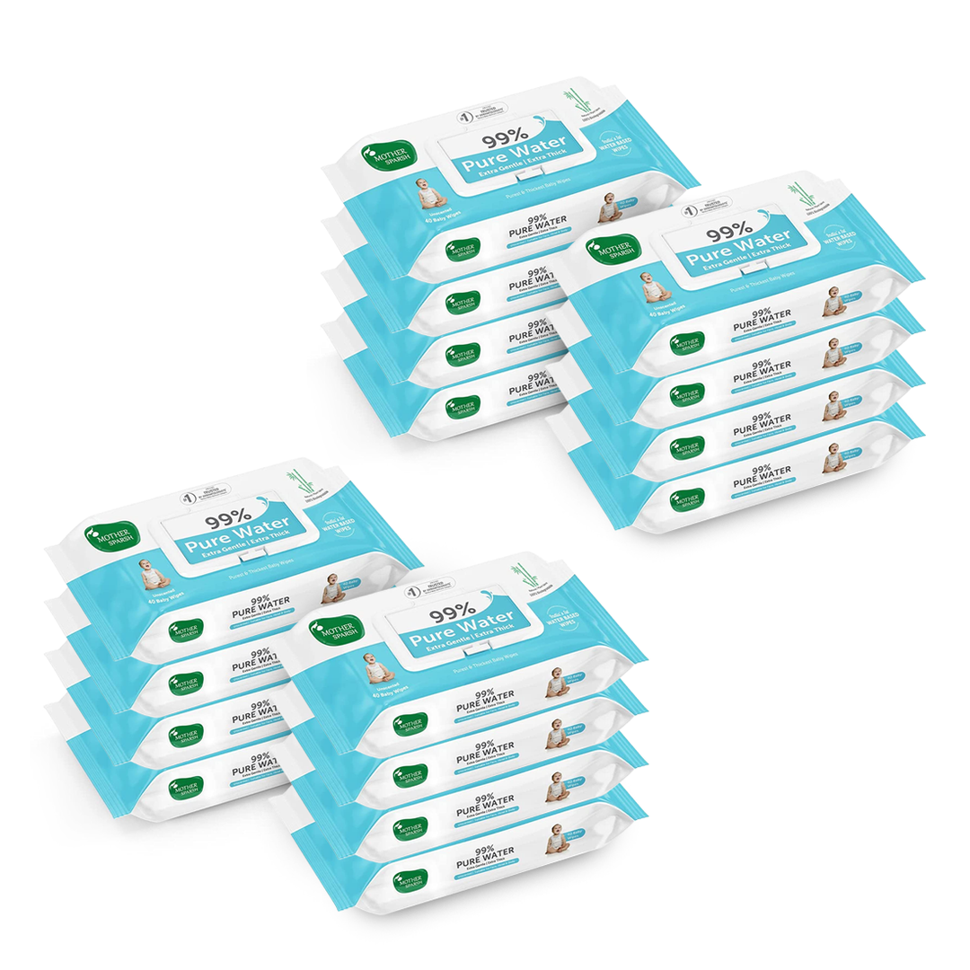 Mother Sparsh 99% Pure Water Unscented Baby Wipes - Medical Grade Fabric (72 pcs)