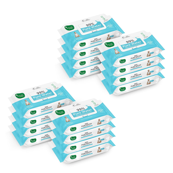 Mother Sparsh 99% Pure Water Unscented Baby Wipes - Medical Grade Fabric (72 pcs)