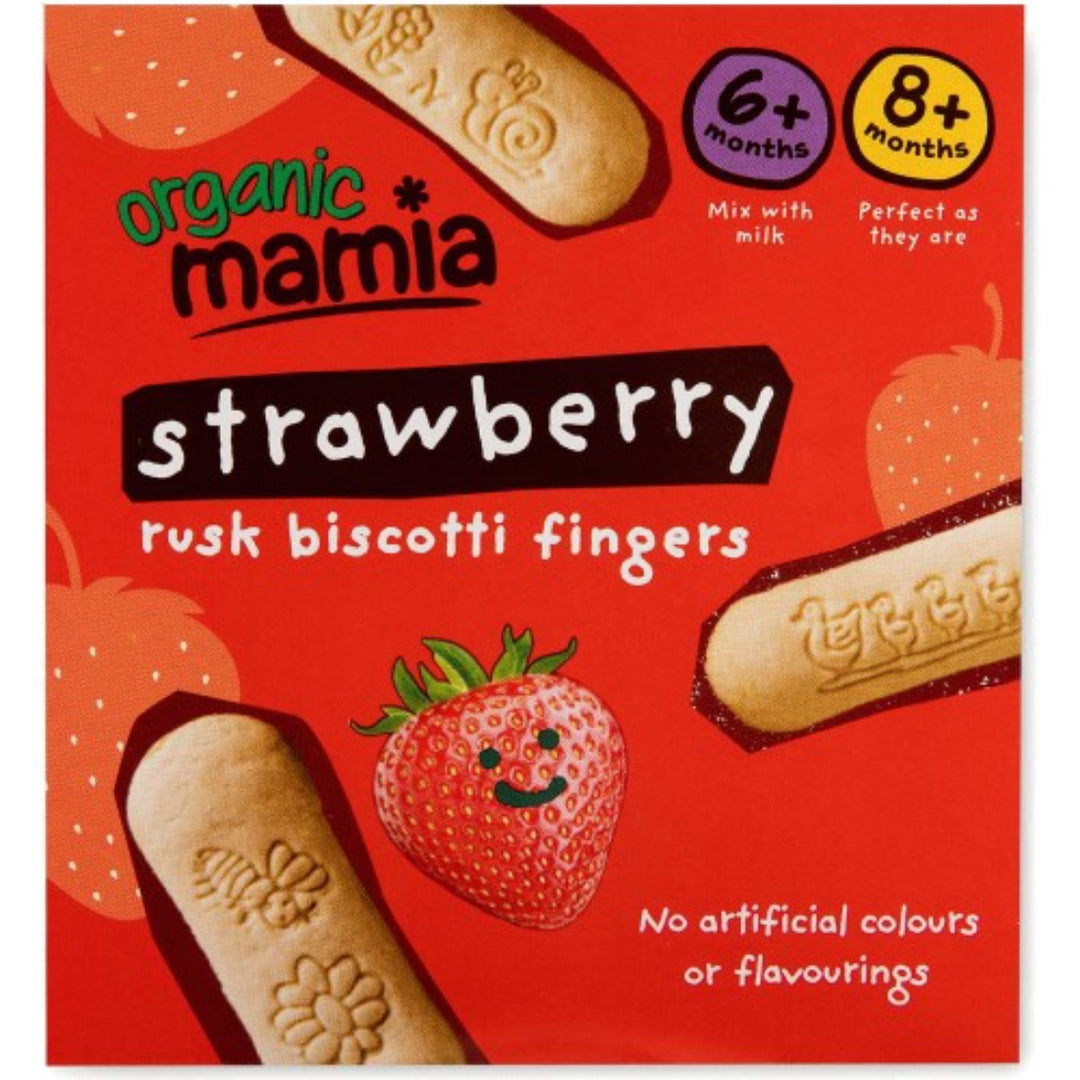 Organic Mamia Strawberry Rusk Biscotti Fingers (100g)
