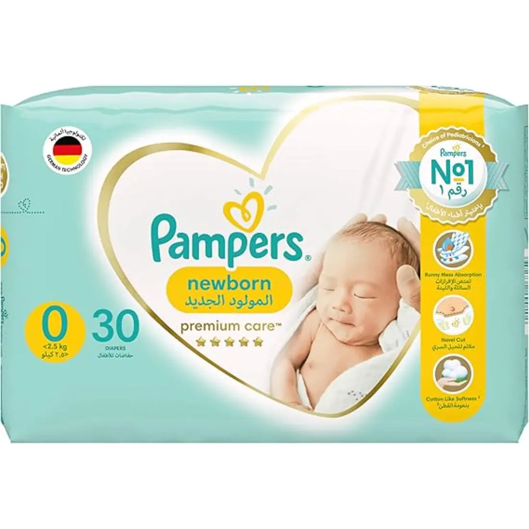 Pampers Premium Care Taped Diapers Size 0 (30 pcs) (0-2.5KG)