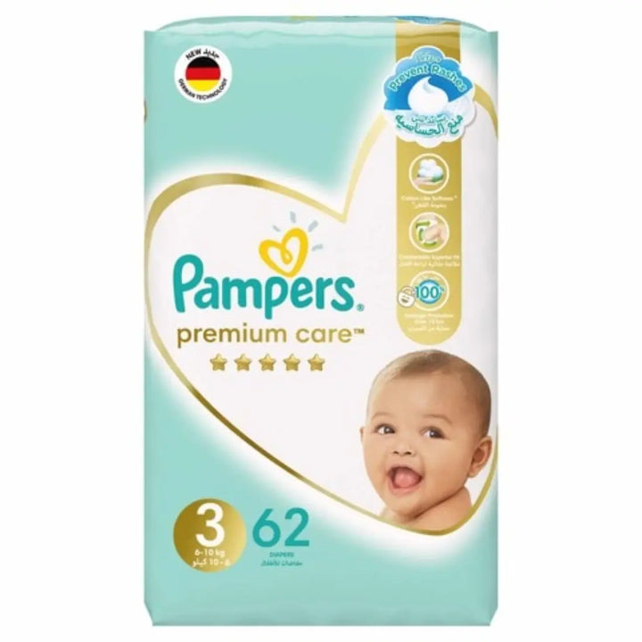 Pampers Premium Care Taped Diapers Size 3 (62 pcs) (6-10KG)