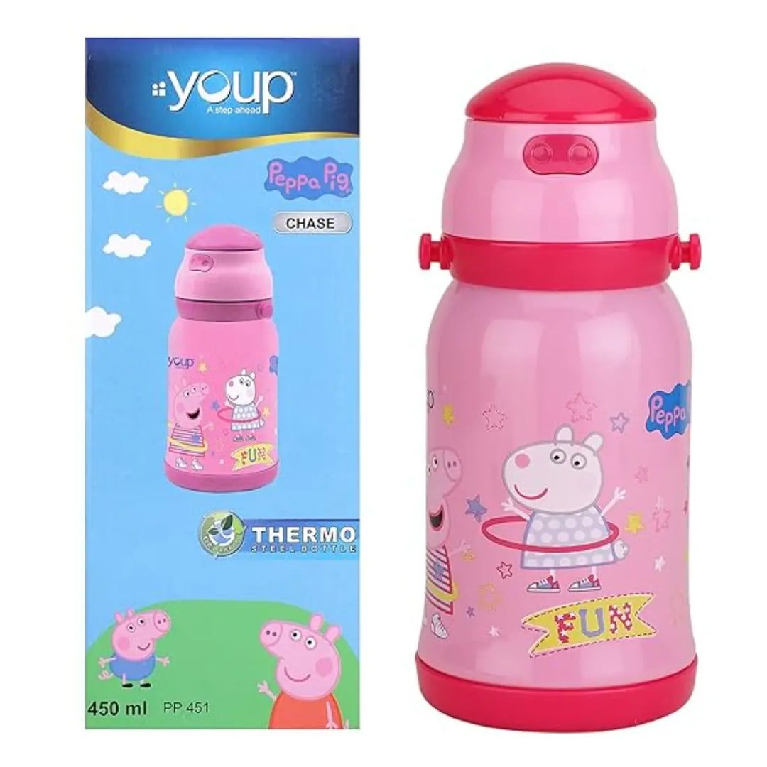 Peppa Pig Stainless Steel Bottle - Chase (450 ml) - Pink