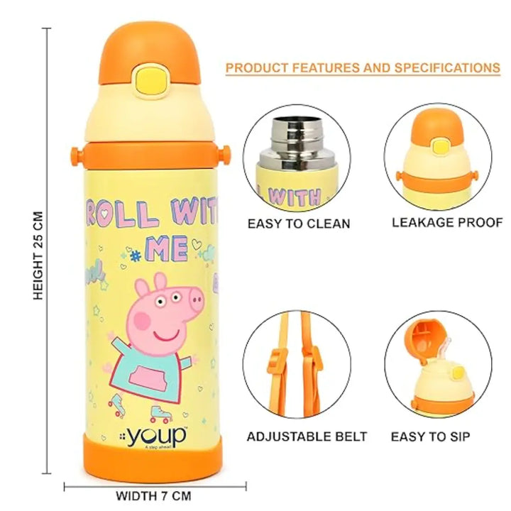 Peppa Pig Stainless Steel Bottle - Logan (500 ml) - Orange