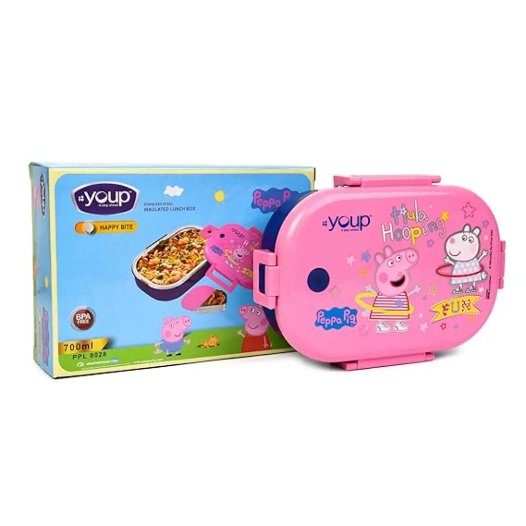 Peppa Pig Stainless Steel Lunch Box - Happy Bite (750 ml) - Pink