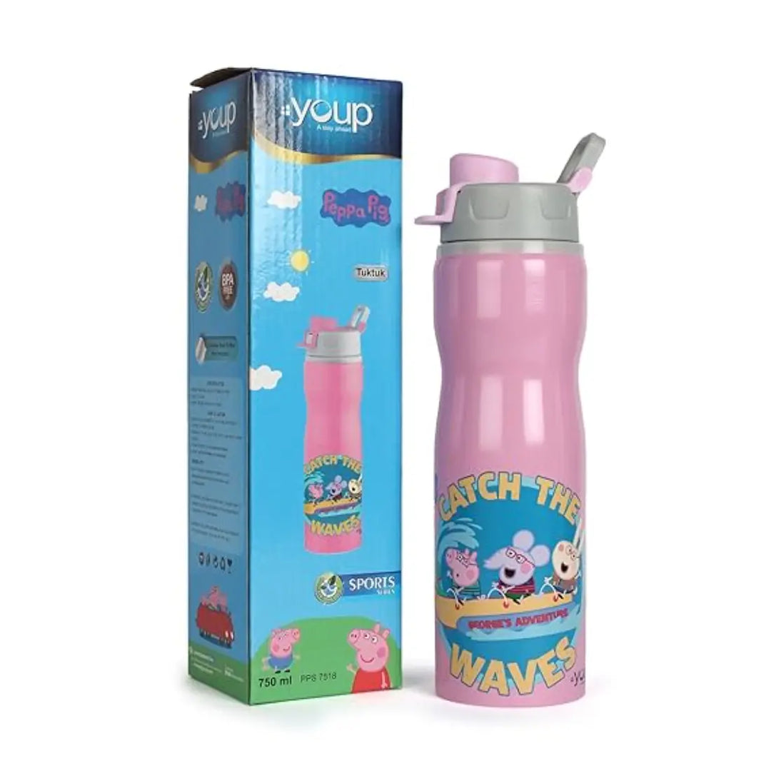 Peppa Pig Stainless Steel Bottle - Tuktuk (750 ml) - Pink