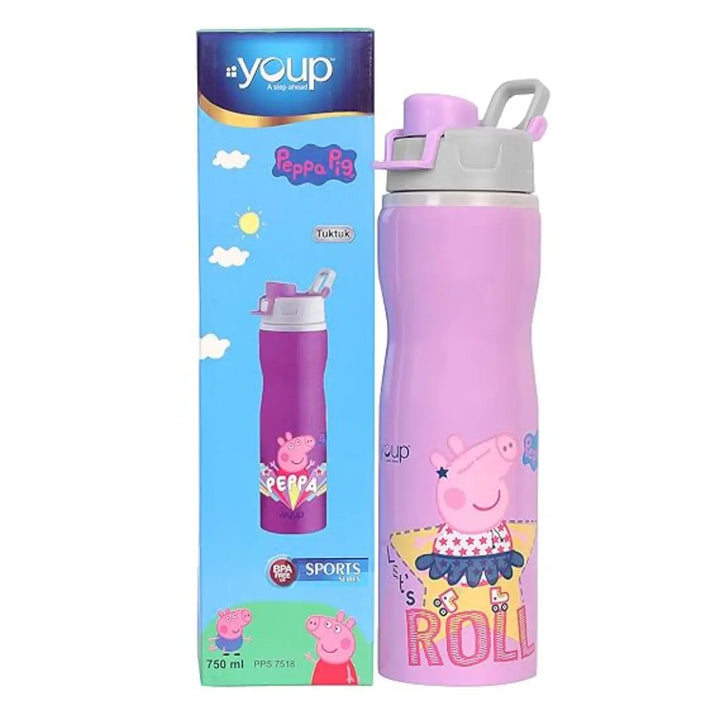 Peppa Pig Stainless Steel Bottle - Tuktuk (750 ml) - Purple