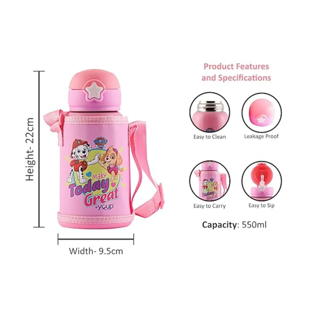 PAW Patrol Stainless Steel Bottle - Nippy (550 ml) - Pink