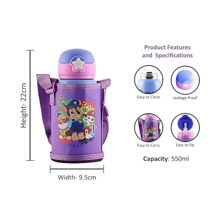 PAW Patrol Stainless Steel Bottle - Nippy (550 ml) - Purple