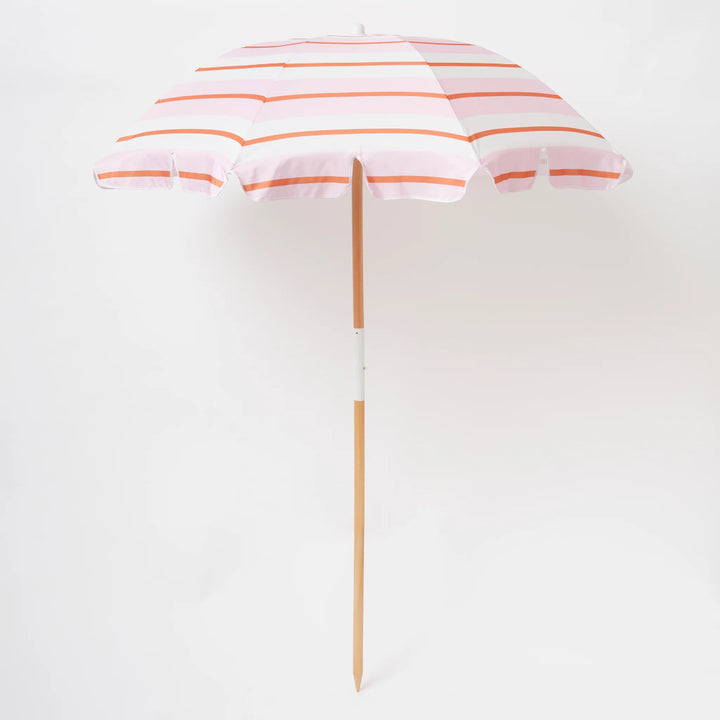 SUNNYLiFE Beach Umbrella - Summer Stripe Strawberry Sorbet