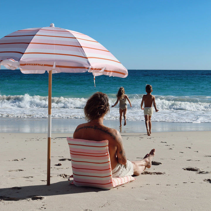 SUNNYLiFE Beach Umbrella - Summer Stripe Strawberry Sorbet