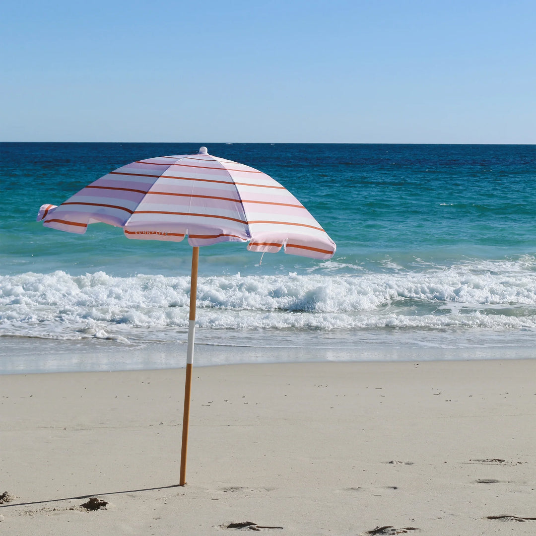 SUNNYLiFE Beach Umbrella - Summer Stripe Strawberry Sorbet