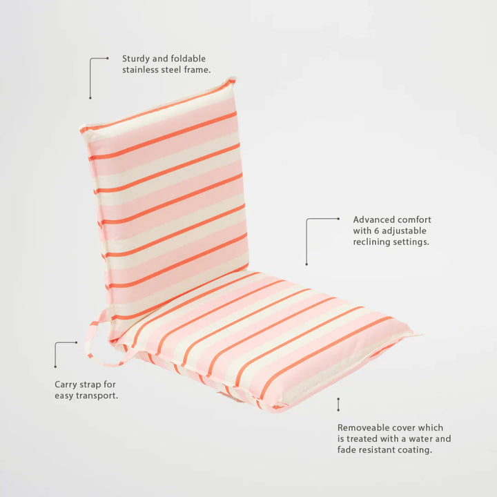 SUNNYLiFE Folding Seat - Summer Stripe Strawberry Sorbet