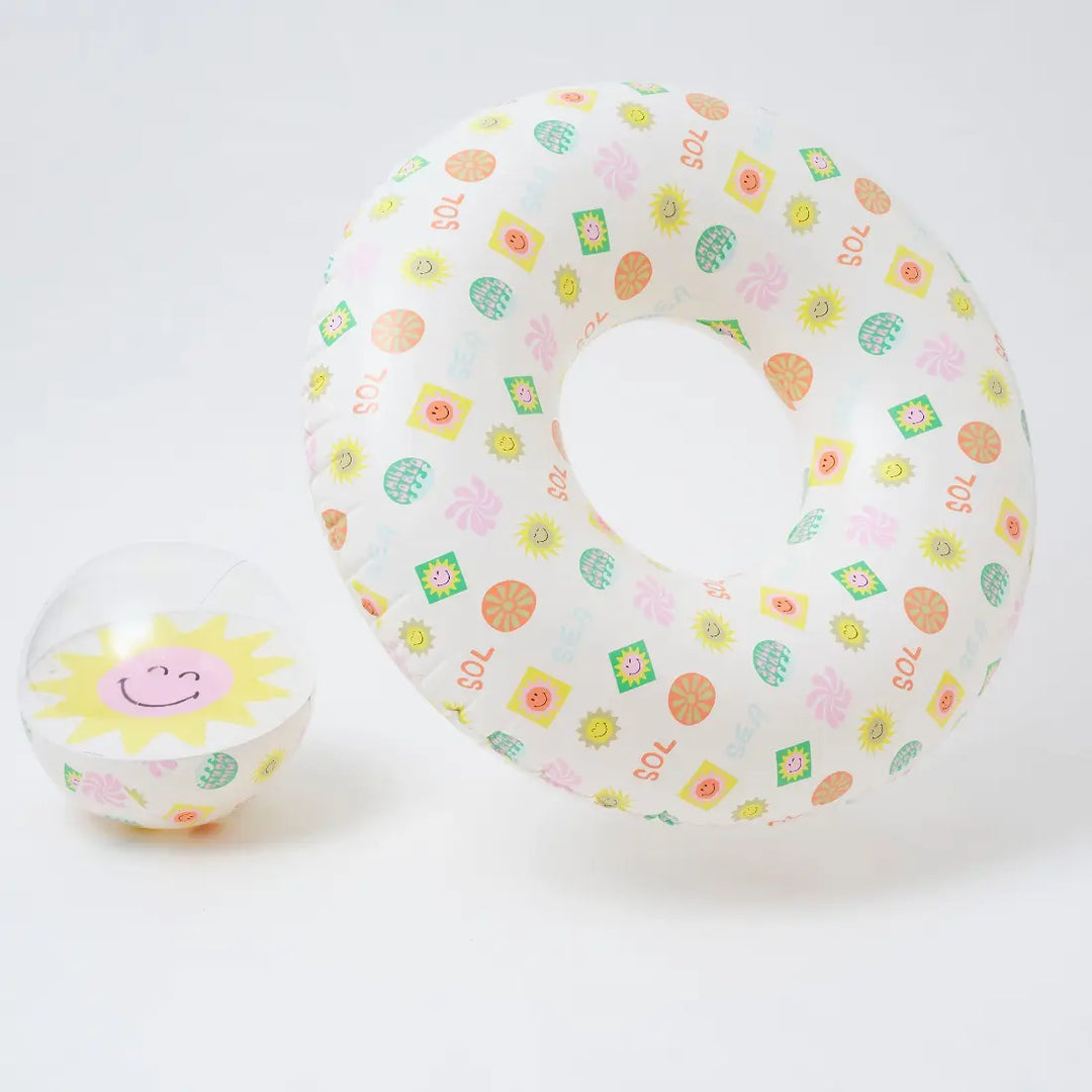 SUNNYLiFE Pool Ring & Ball Set - SmileyWorld Sol Sea