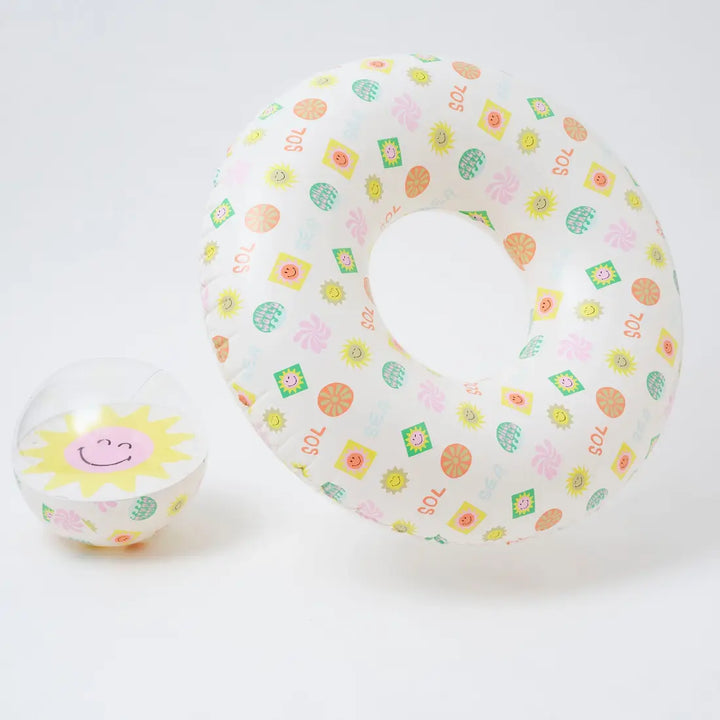 SUNNYLiFE Pool Ring & Ball Set - SmileyWorld Sol Sea