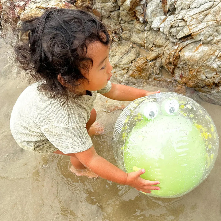 SUNNYLiFE 3D Inflatable Beach Ball - Cookie the Croc Light Khaki