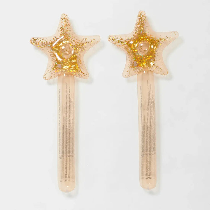 SUNNYLiFE Kids Inflatable Star Wand - Princess Swan Gold (Set of 2)