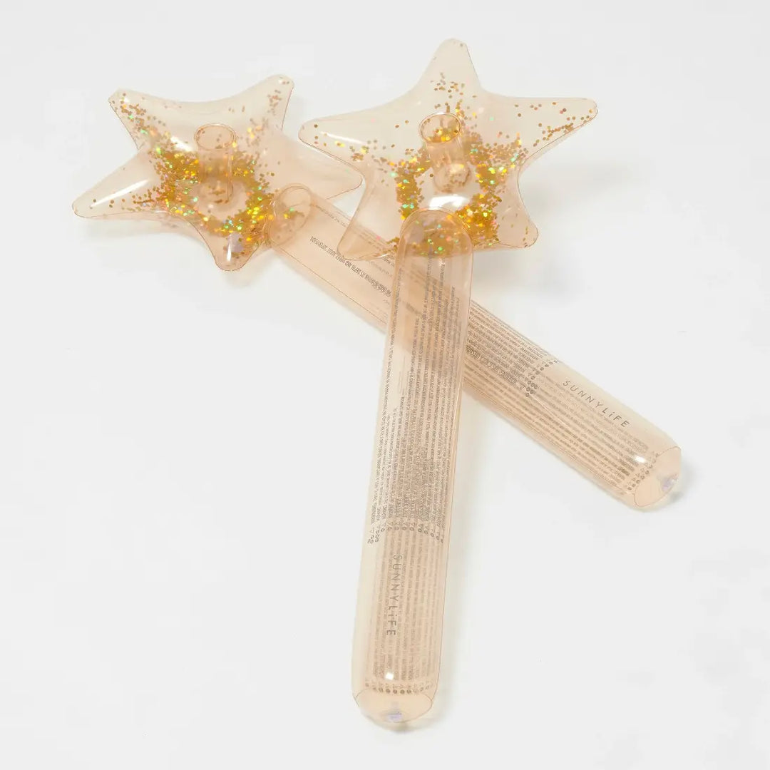 SUNNYLiFE Kids Inflatable Star Wand - Princess Swan Gold (Set of 2)