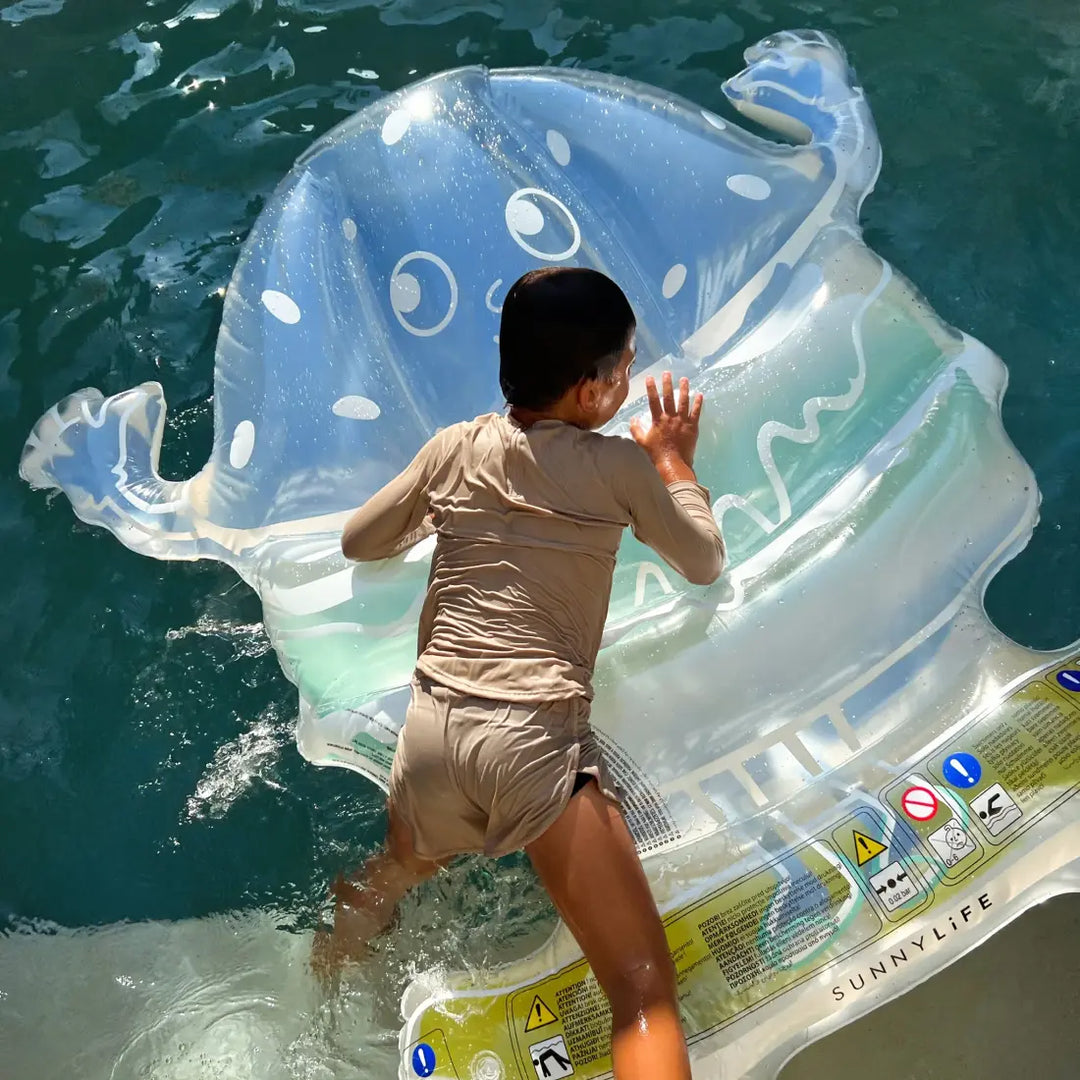 SUNNYLiFE Kids Lie-On Float - Burger Boy The Sea Kids Blue-Lime