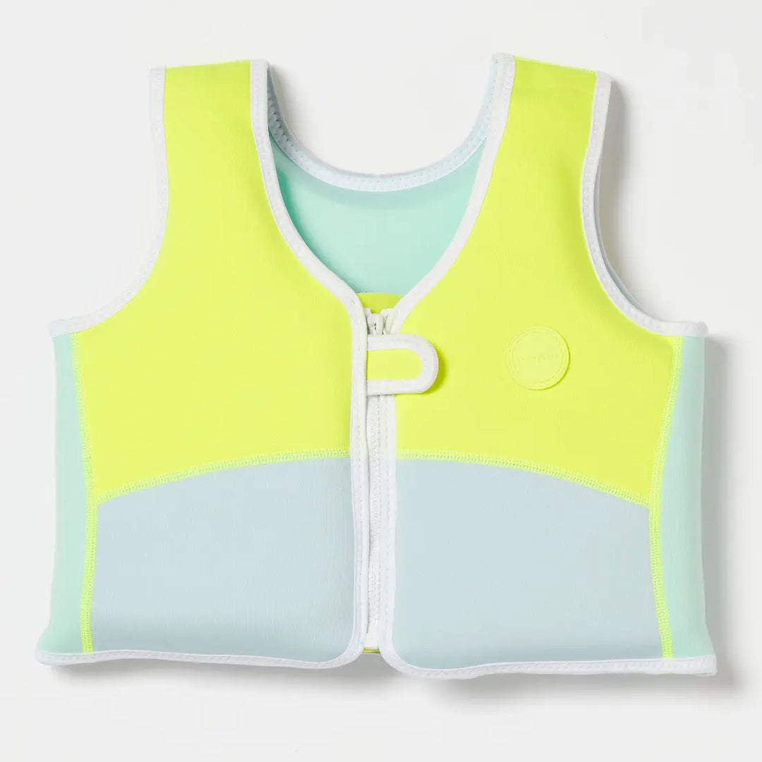 SUNNYLiFE Salty the Shark Swim Vest (3-6) - Aqua Neon Yellow