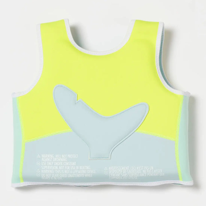 SUNNYLiFE Salty the Shark Swim Vest (3-6) - Aqua Neon Yellow