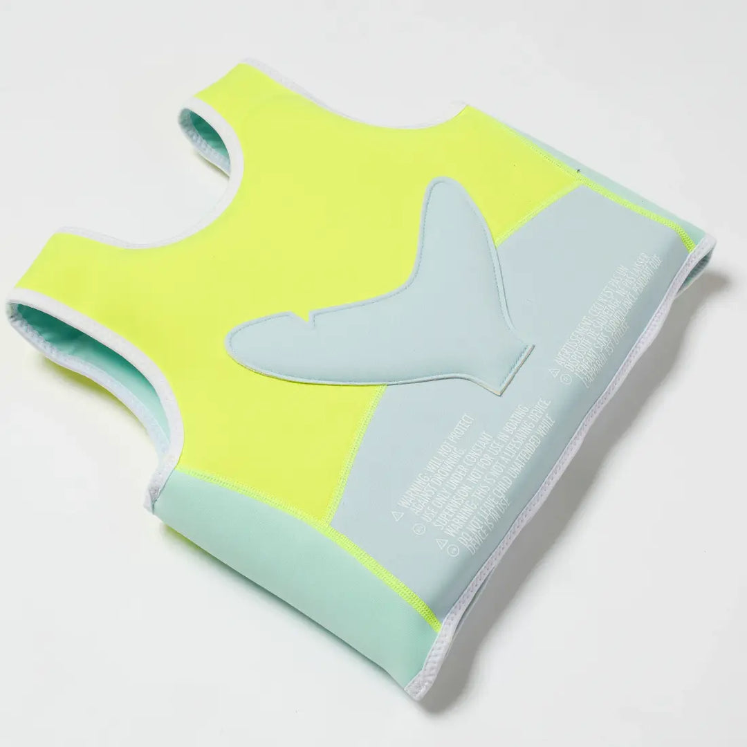 SUNNYLiFE Salty the Shark Swim Vest (3-6) - Aqua Neon Yellow