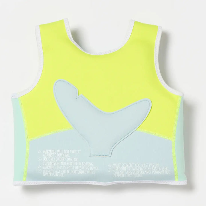 SUNNYLiFE Salty the Shark Swim Vest (2-3) - Aqua Neon Yellow