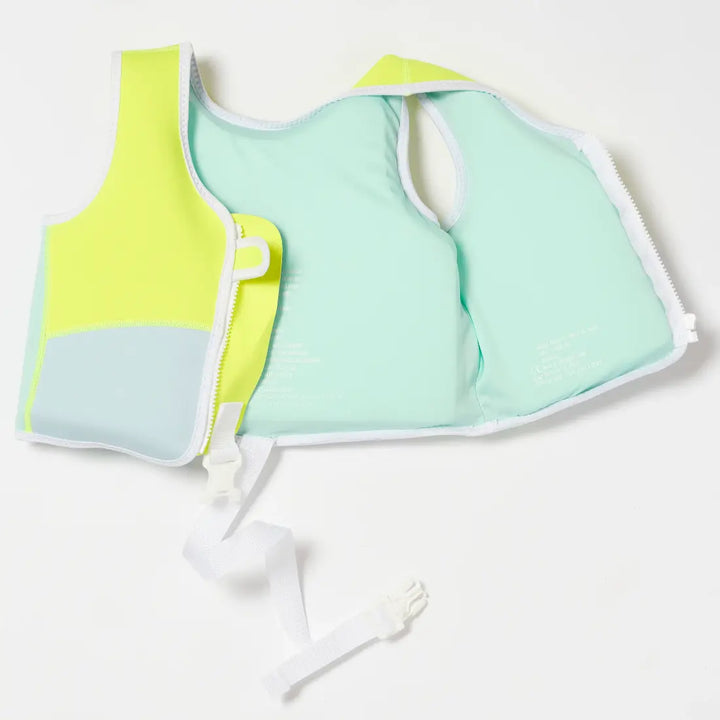 SUNNYLiFE Salty the Shark Swim Vest (2-3) - Aqua Neon Yellow