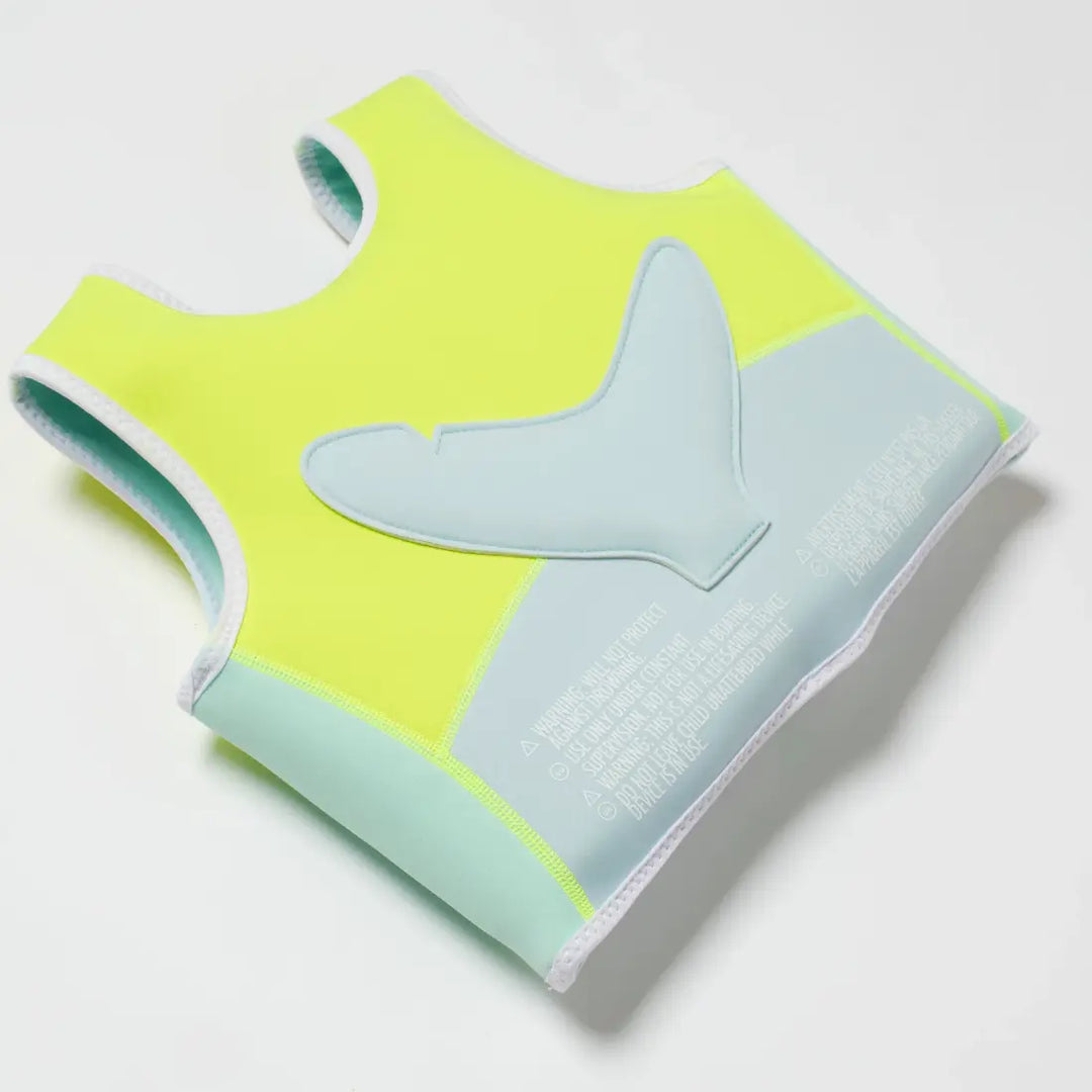 SUNNYLiFE Salty the Shark Swim Vest (2-3) - Aqua Neon Yellow