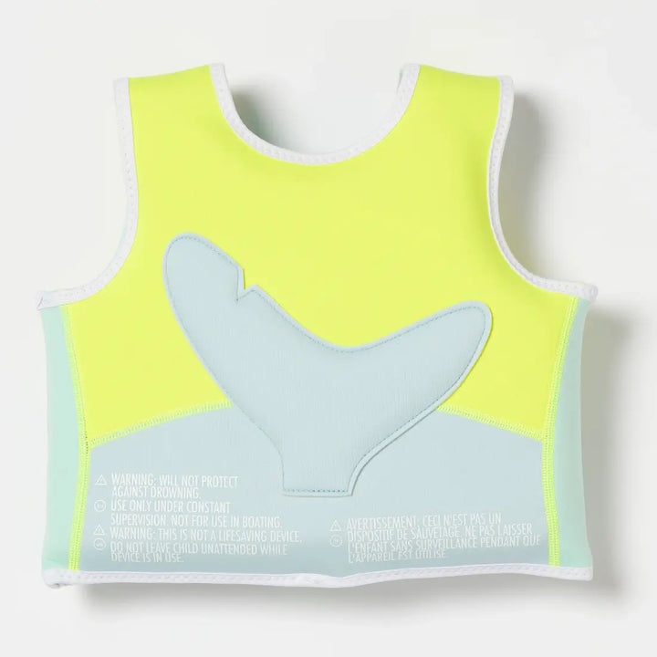 SUNNYLiFE Salty the Shark Swim Vest (1-2) - Aqua Neon Yellow