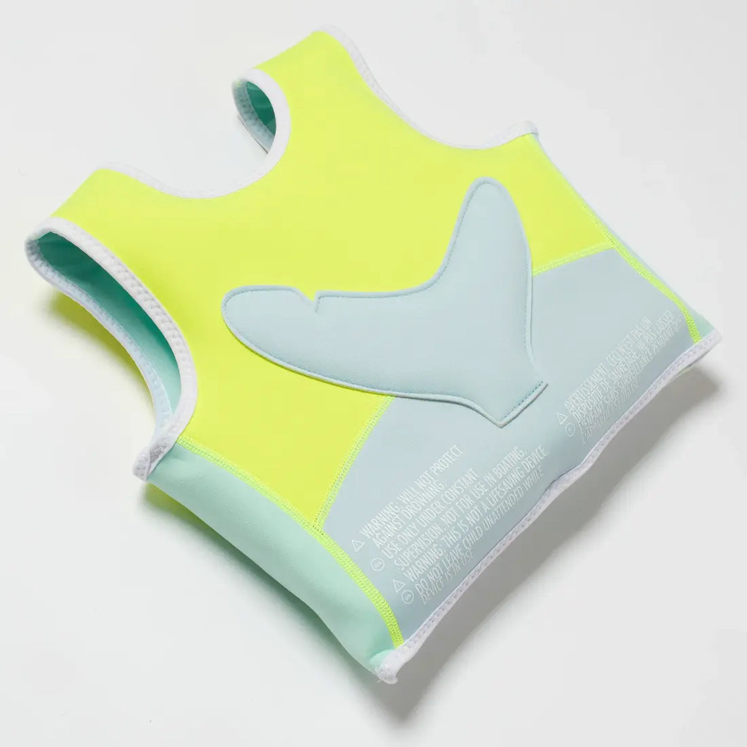 SUNNYLiFE Salty the Shark Swim Vest (1-2) - Aqua Neon Yellow