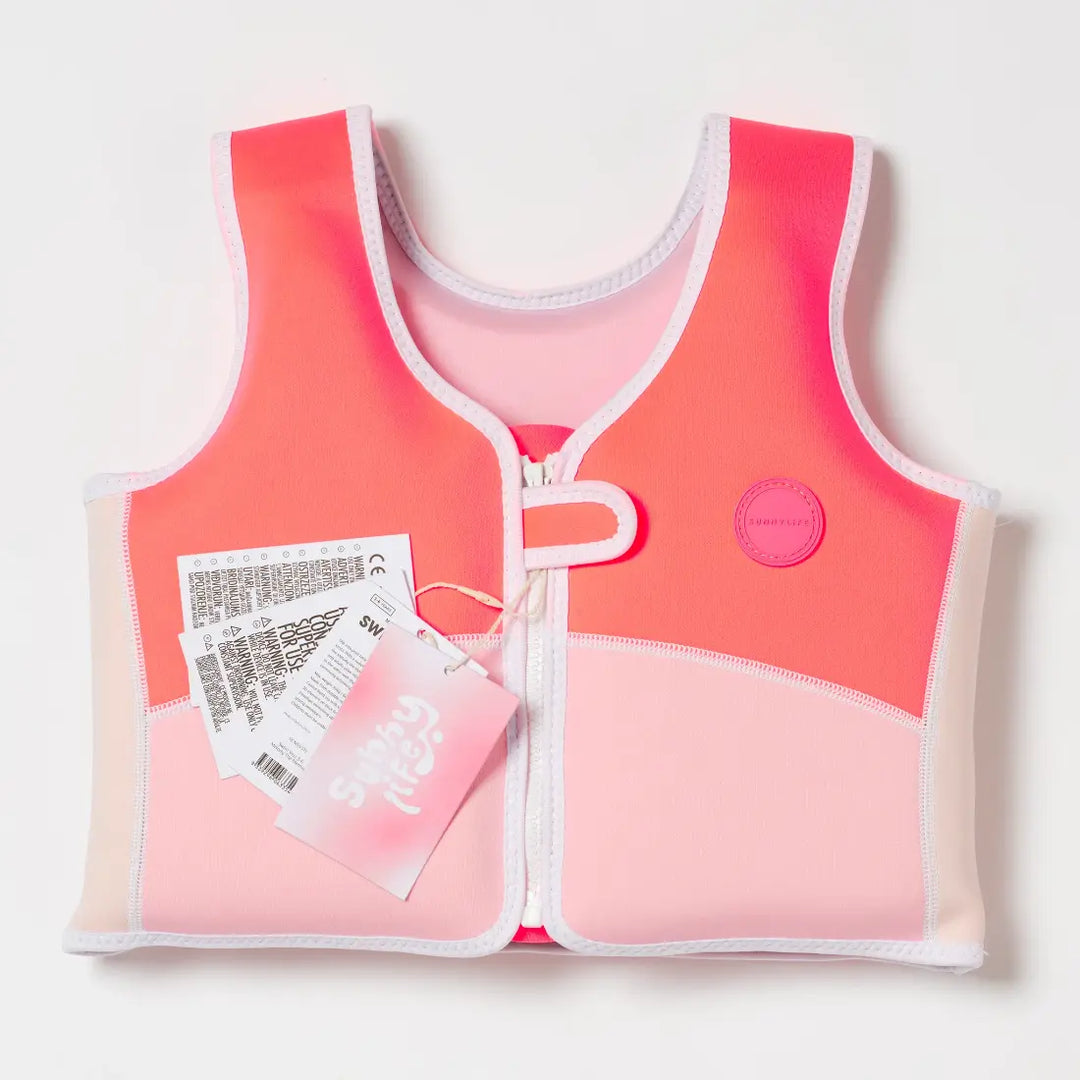 SUNNYLiFE Melody the Mermaid Swim Vest (3-6) - Neon Strawberry