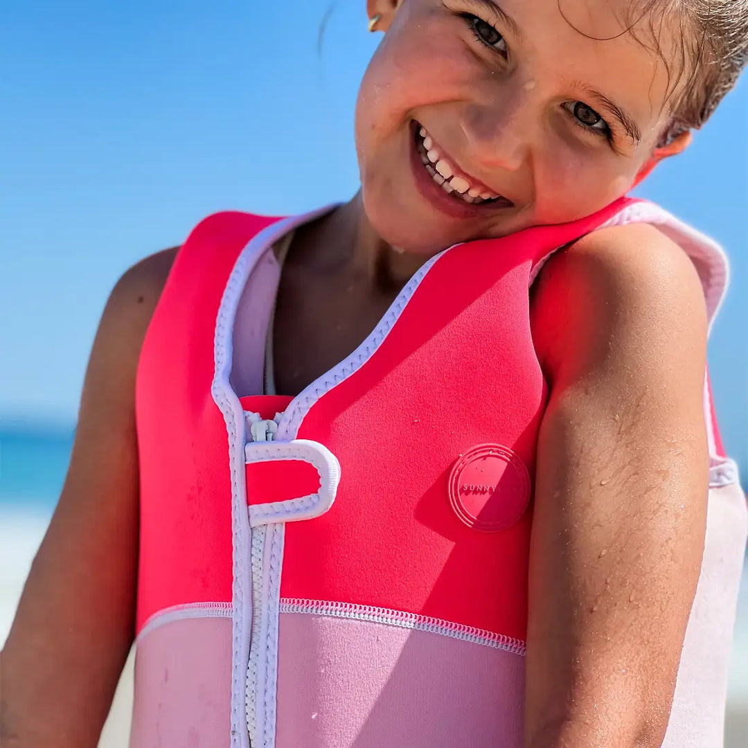 SUNNYLiFE Melody the Mermaid Swim Vest (3-6) - Neon Strawberry