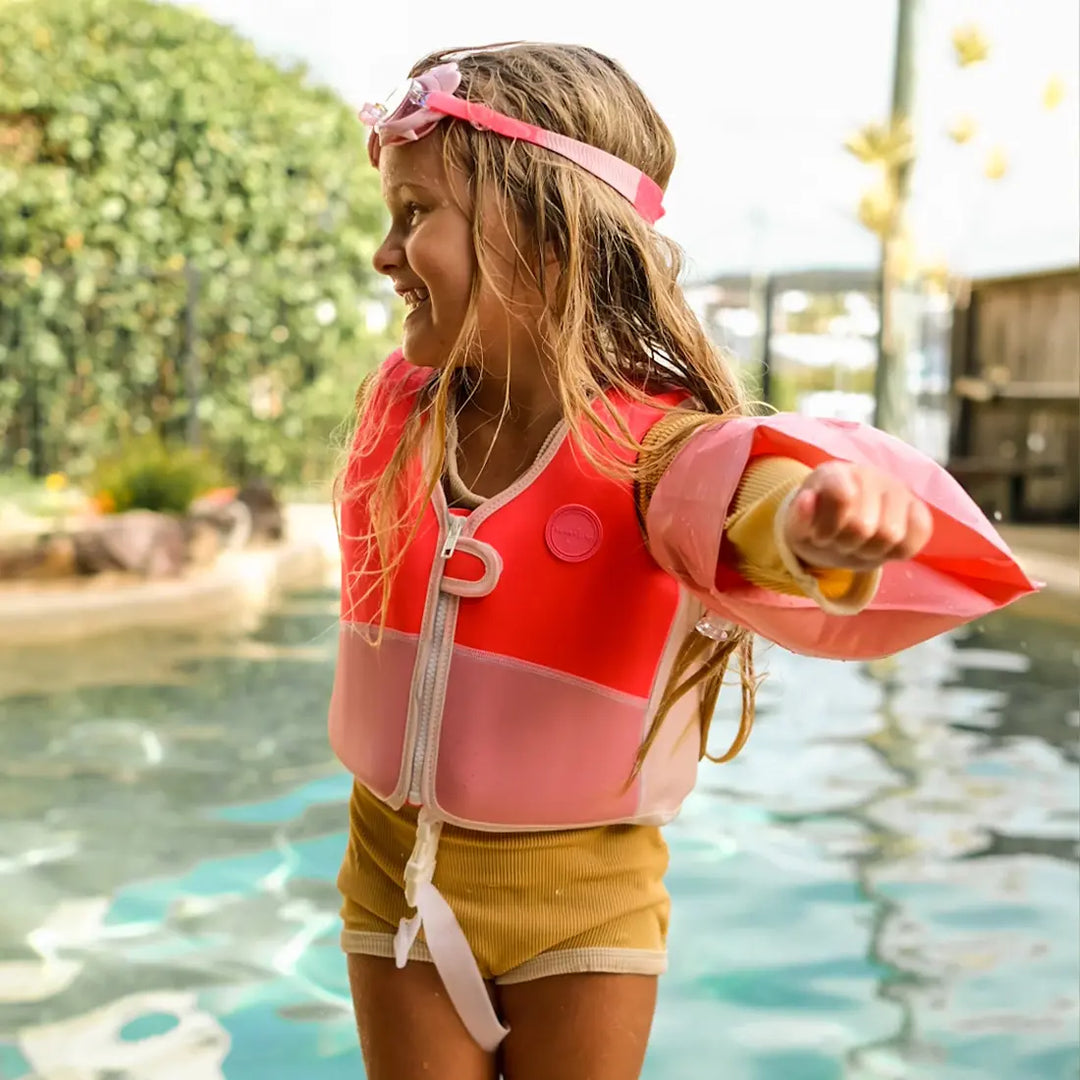 SUNNYLiFE Melody the Mermaid Swim Vest (1-2) - Neon Strawberry