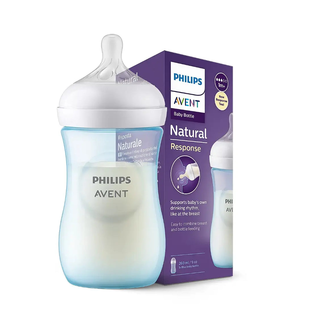 Philips Avent Natural Response Bottle (Blue) (1M+) - 9oz/260ml (Single Pack)