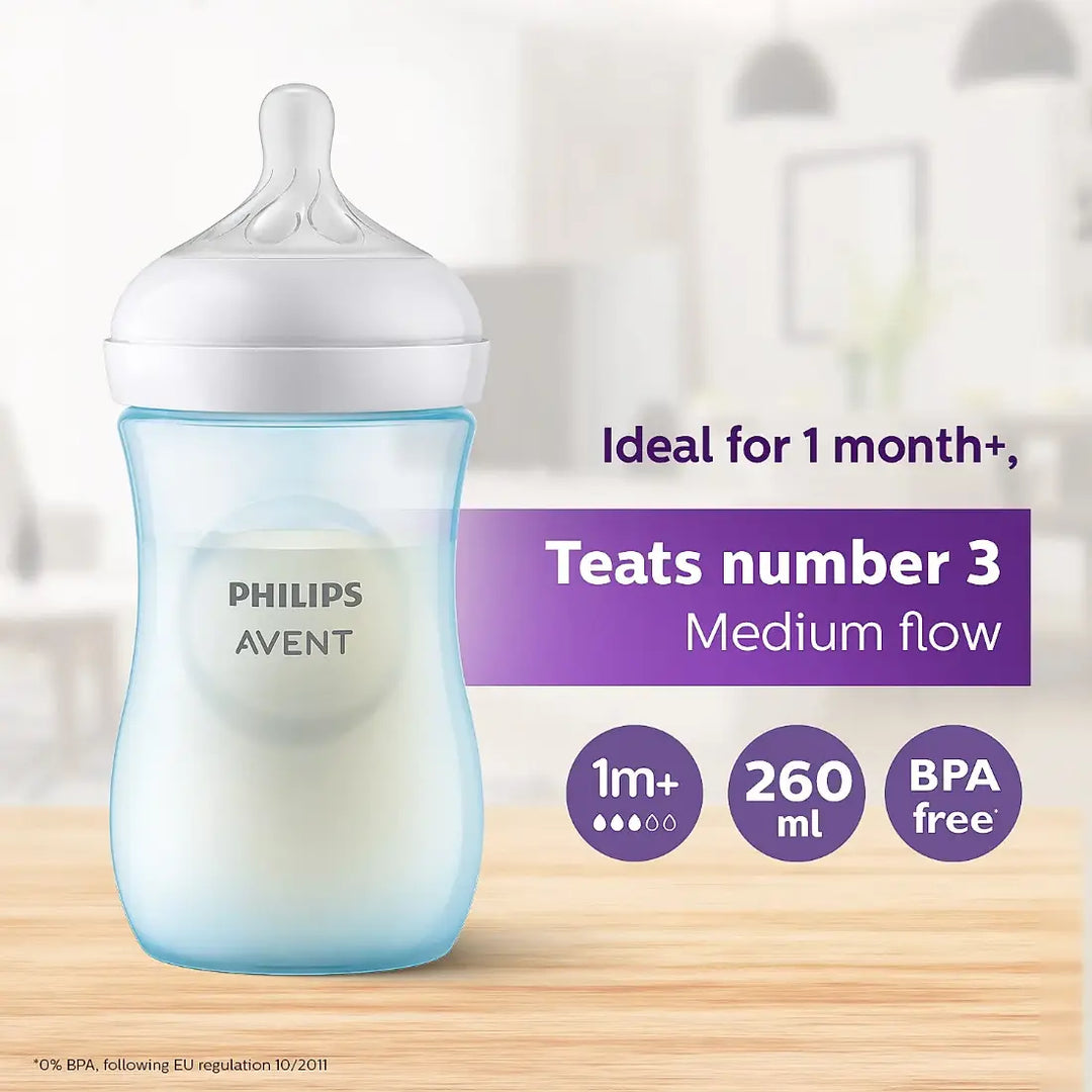 Philips Avent Natural Response Bottle (Blue) (1M+) - 9oz/260ml (Single Pack)