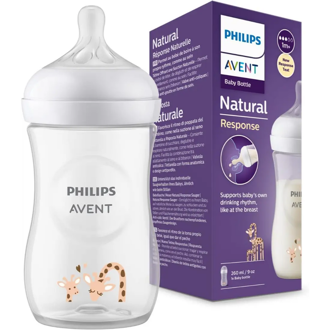 Philips Avent Natural Response Bottle (Giraffe) (1M+) - 9oz/260ml (Single Pack)