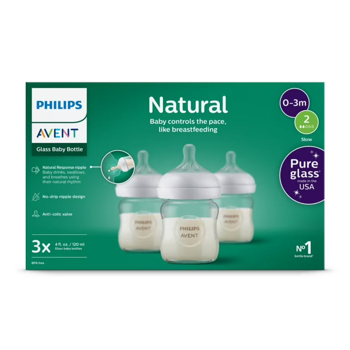 Philips Avent Natural Response Glass Baby Bottle – 120ml (0-3m)