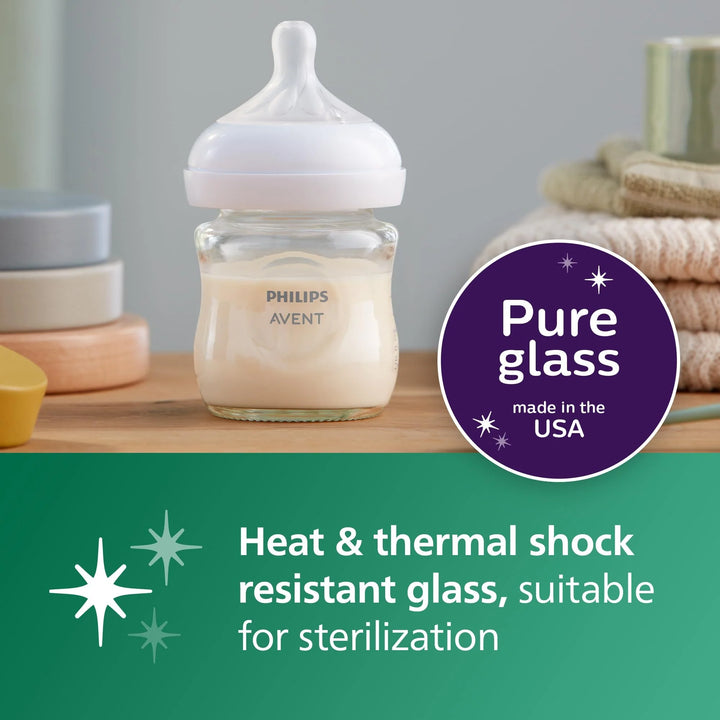 Philips Avent Natural Response Glass Baby Bottle – 120ml (0-3m)