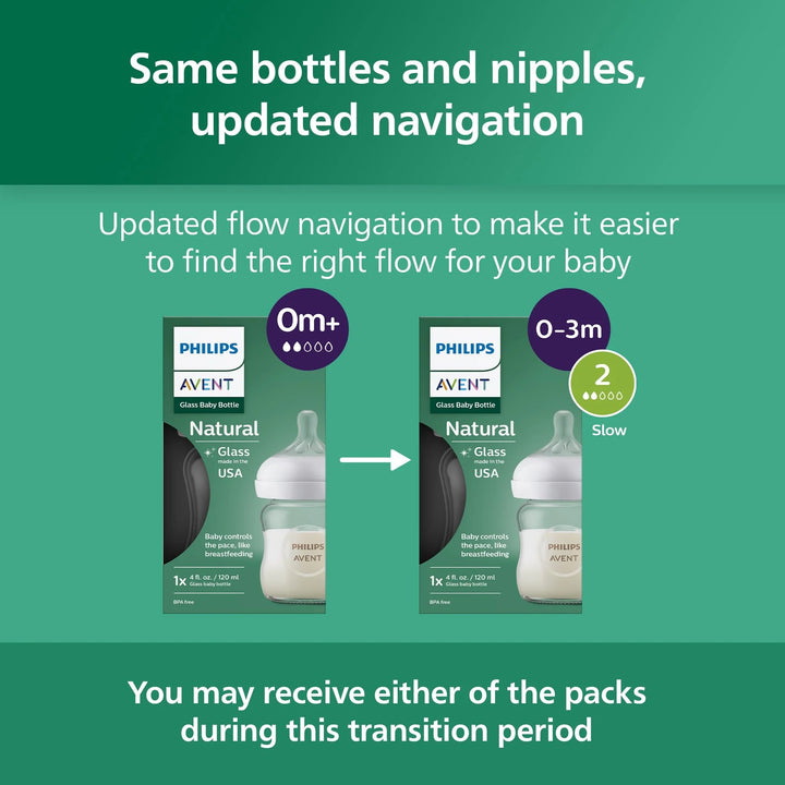 Philips Avent Natural Response Glass Baby Bottle – 120ml (0-3m)