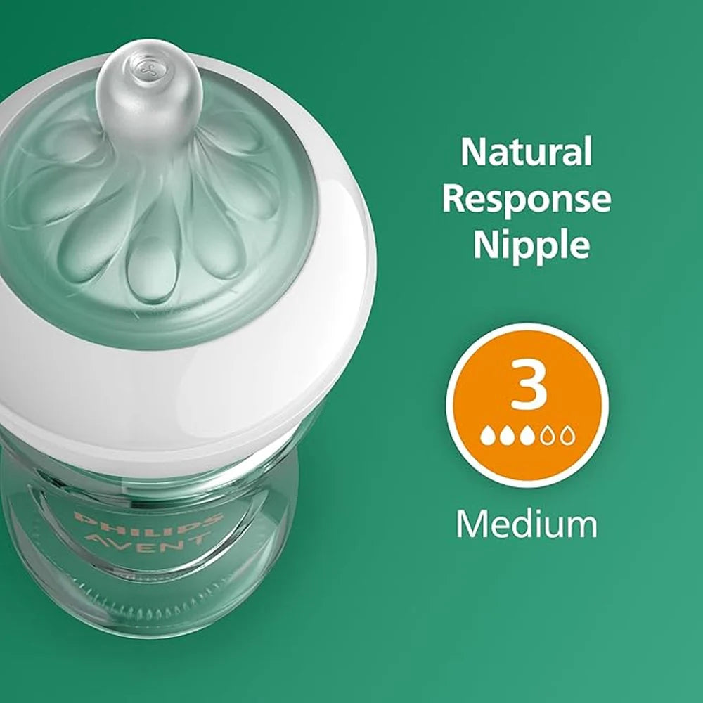Philips Avent Natural Response Glass Baby Bottle – 240ml (3-6m)