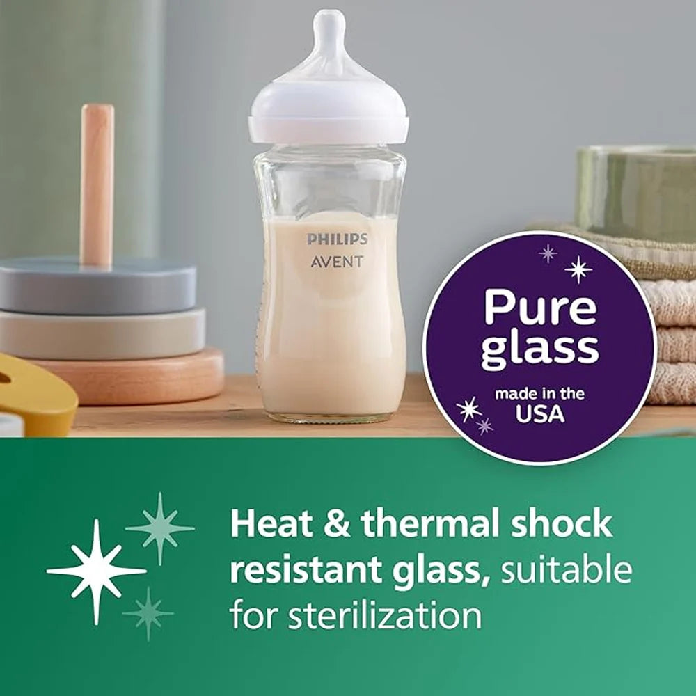 Philips Avent Natural Response Glass Baby Bottle – 240ml (3-6m)