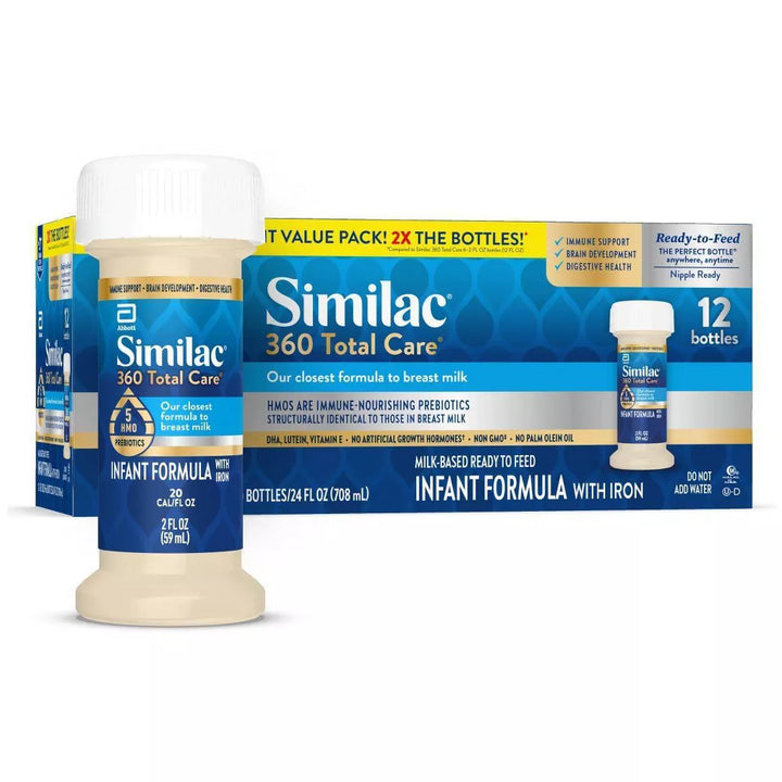 Similac 360 Total Care Ready-to-Feed Infant Formula with Iron (2 fl oz, 12 Bottles)
