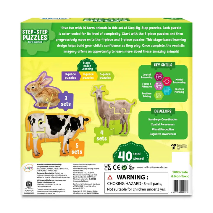 Skillmatics Step By Step Puzzles Farm Animals