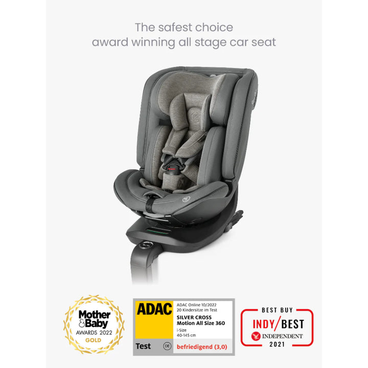 1. Silver Cross Motion All Size Car Seat with breathable bamboo fabric