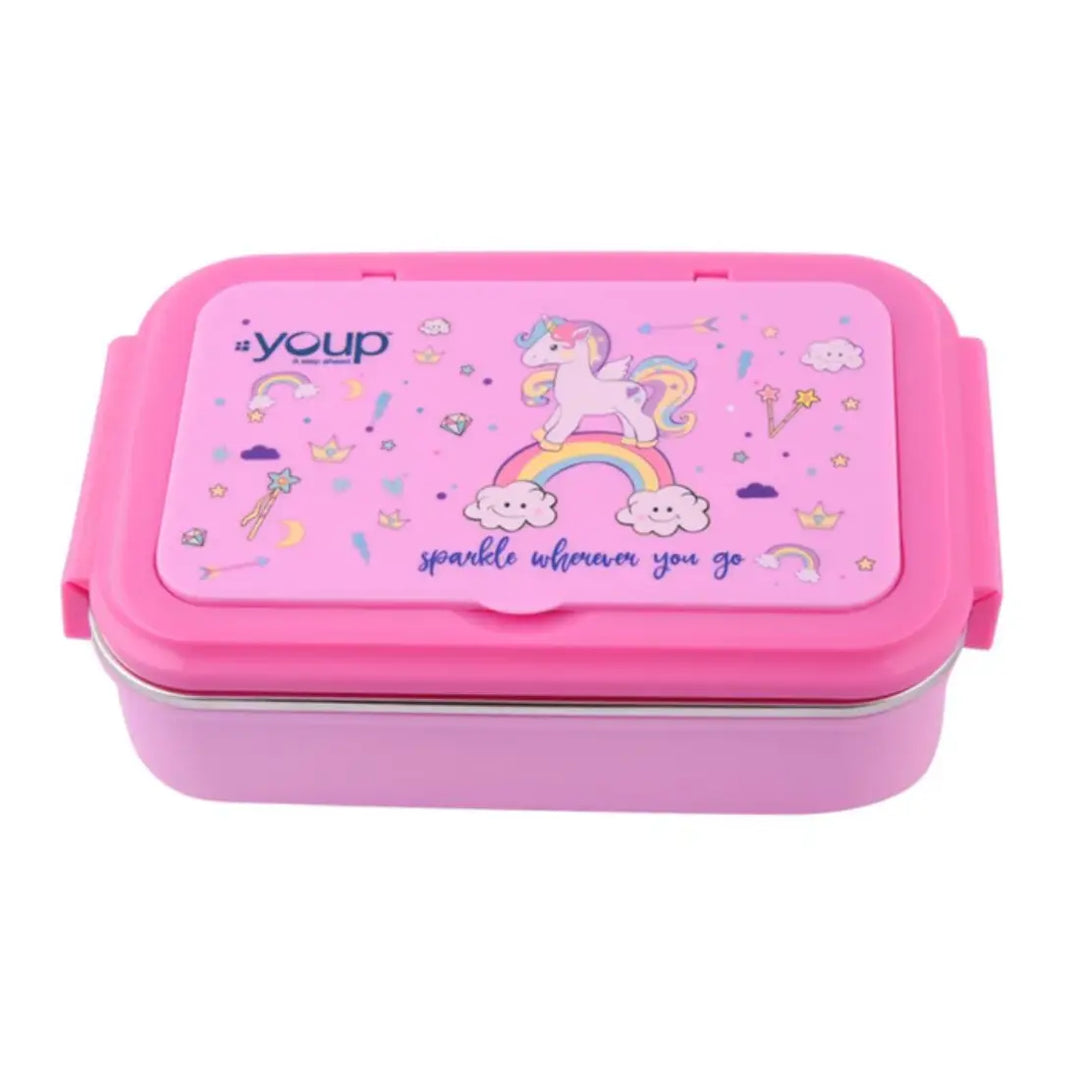 Magical Unicorn Stainless Steel Lunch Box - Crazy (850 ml) - Pink