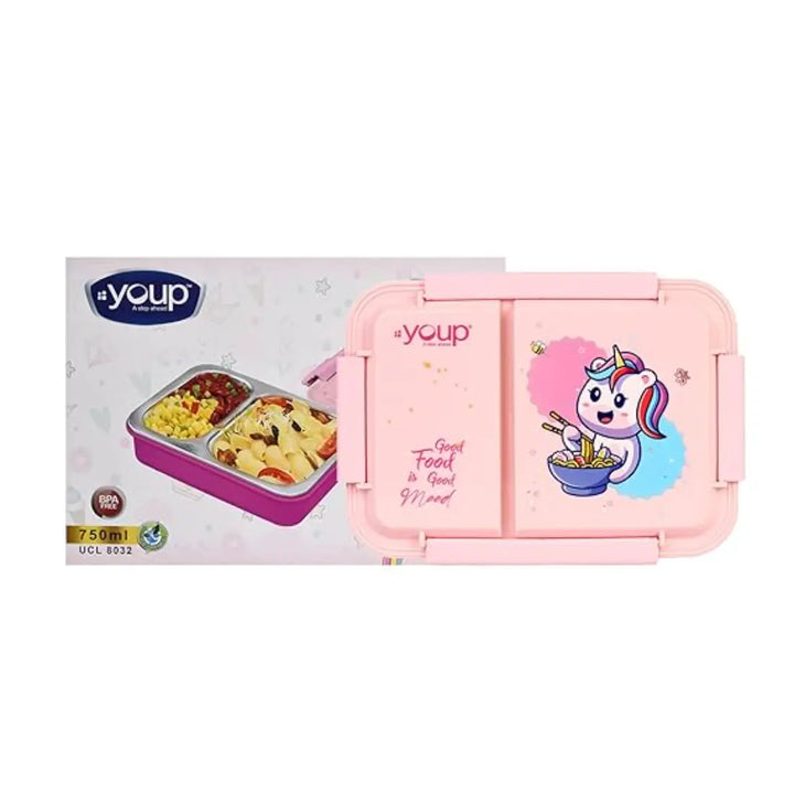 Magical Unicorn Stainless Steel Lunch Box - Picnic (750 ml) - Pink