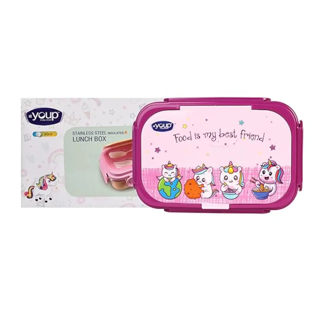 Magical Unicorn Stainless Steel Lunch Box - Xolo (850 ml) - Pink