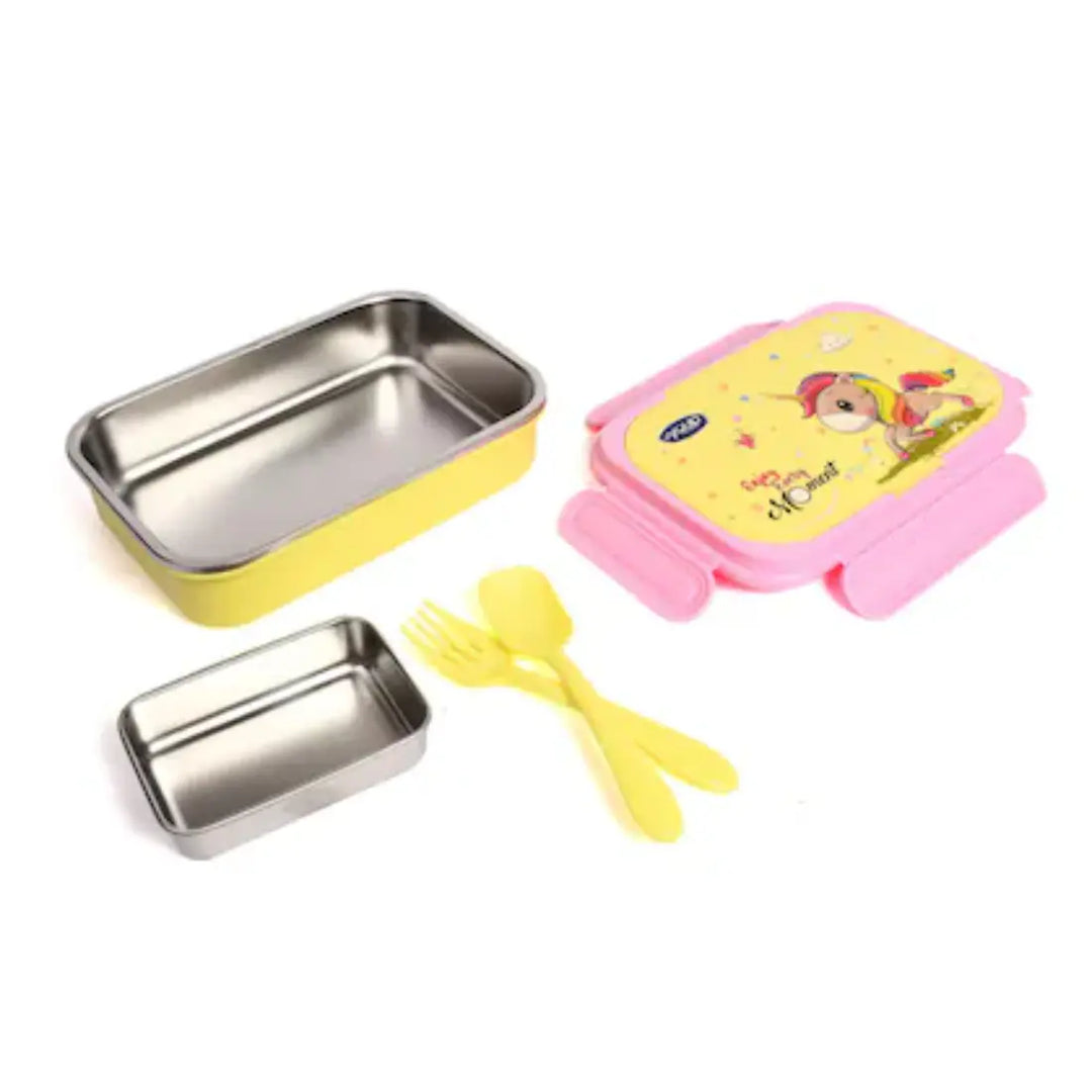 Magical Unicorn Stainless Steel Lunch Box - Xolo (850 ml) - Yellow