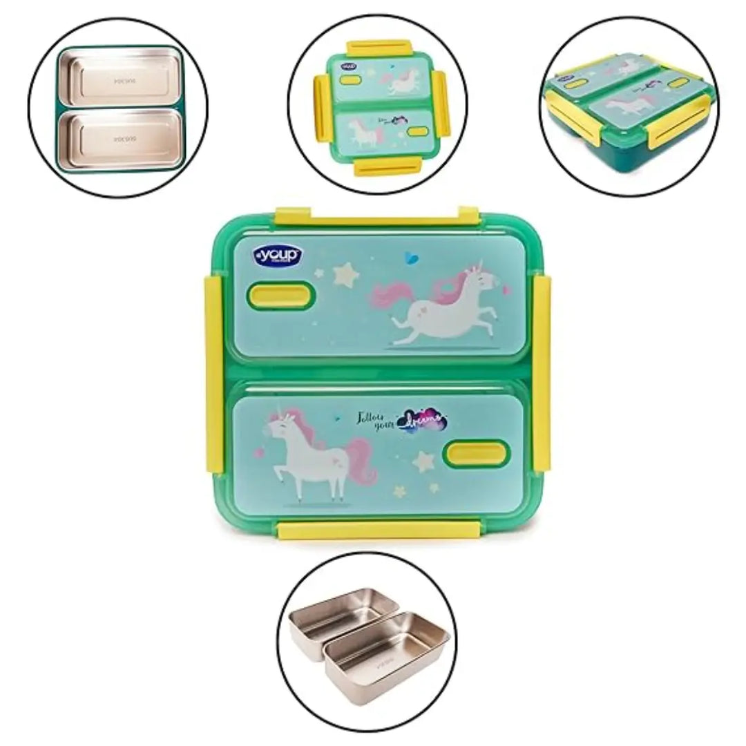 Magical Unicorn Stainless Steel Lunch Box - Pluto (1100 ml) - Green